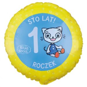 Balon foliowy Kicia Kocia - 1 Roczek, 18 cali